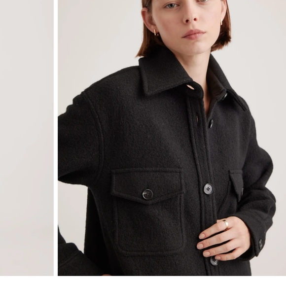 Quince Black Merino Wool Long Shirt Jacket - Picture 2 of 11